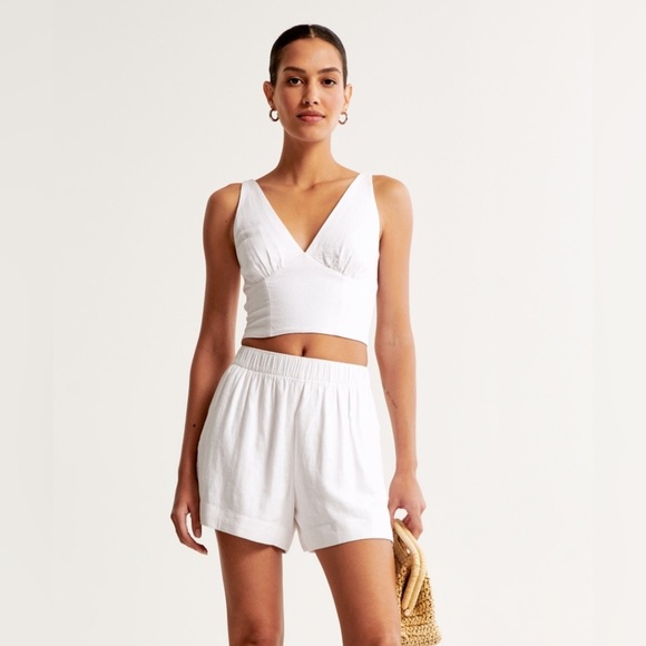 Abercrombie & Fitch White Linen Shorts - Size XL - Picture 1 of 5